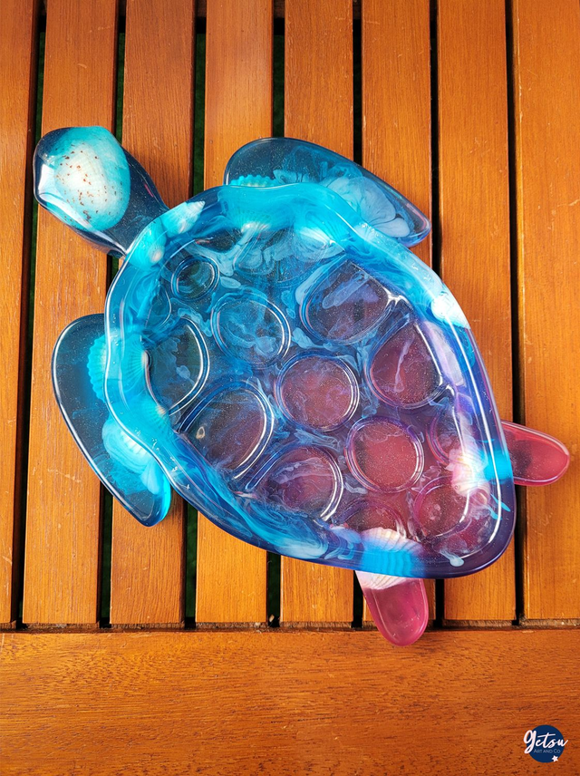 Vide-poche tortue bleu et rouge