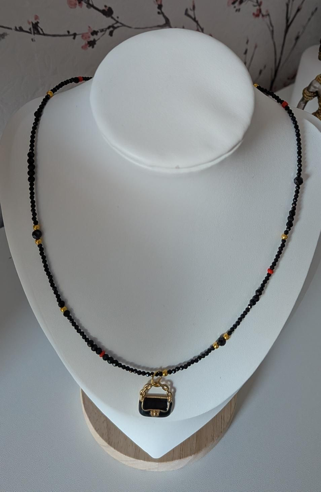Black tourmaline and spinnel necklace 