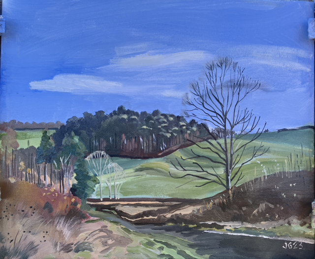 Liege Hill, Black Planting and Cinder Hole, East Yorkshire. 12x10 inch oil on canvas board.