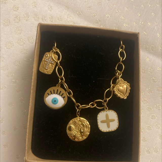 Collier 5 charms acier 