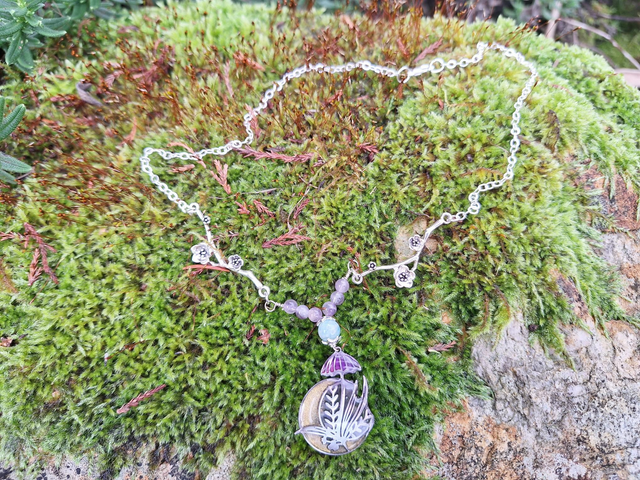 Collier lunaire améthyste et amazonite