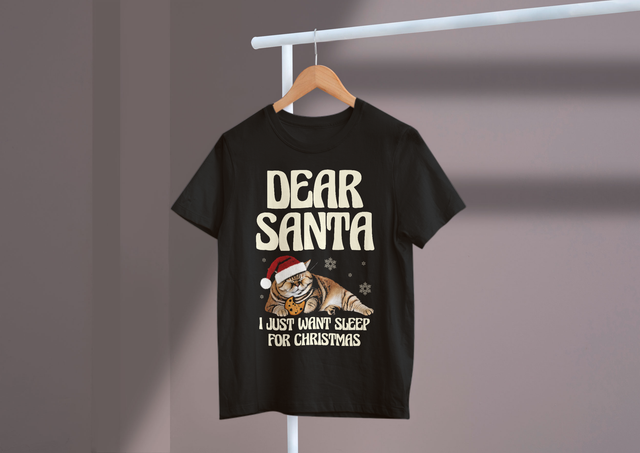 Dear Santa, I just want sleep for Christmas Mom Wishes. Lieber Weihnachtsmann, ich möchte nur für die Weihnachtswünsche meiner Mutter schlafen