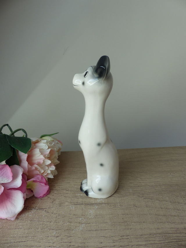 Figurine Vintage Chien Dalmatien en Céramique – Statuette Romantique Années 70, Déco Maison Charmant