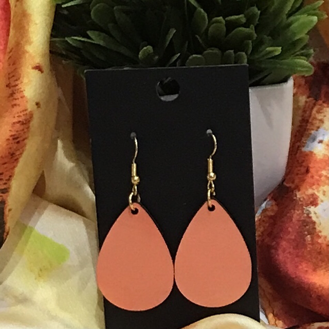 Orange Wood Dangling Earrings- SWDE04