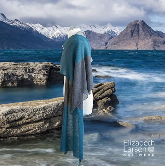 Skye Collection teal and grey wrap / pashmina / stole. Super fine merino shawl.