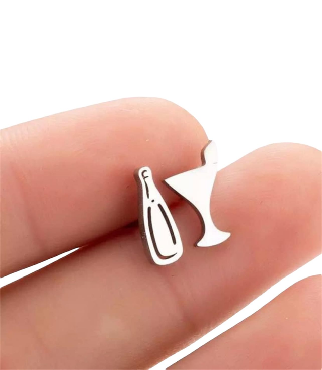Glass &amp; Bottle Stud Earrings