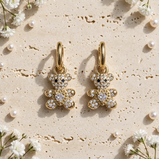 Orecchini Teddy Strass Gold