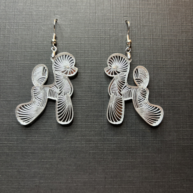 Acryl - Earrings Poodle Asian Silver mirror 