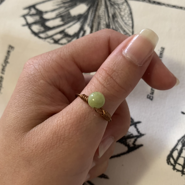 Bague Cuivre et Jade T50