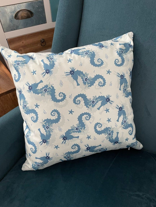 Cushion Cover (45cm x 45cm) - Seahorse Galore 'Teal'