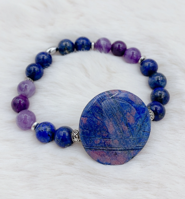 Bracelet "Eclat Naturelle" , Lapis lazuli et Améthyste