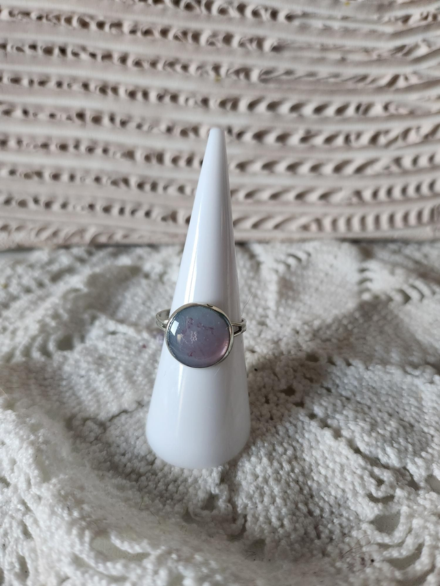 Bague résine bleu rose