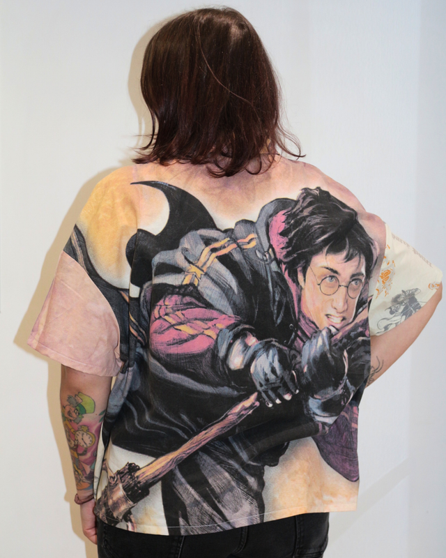 ✨ Chemise Upcyclée "Harry Potter au Quidditch"- Taille 40 ✨