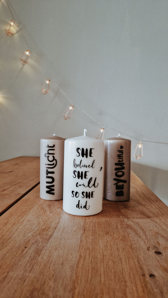 Mutmacher Kerze mit Spruch