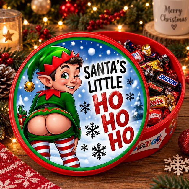 Adult Christmas Chocolate Tub Sticker | Funny Christmas Sweet Tub Label | Custom Christmas Treat Sticker | DIY Christmas Gift