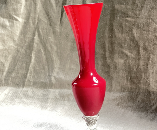 Rote Mid-Century Murano Glas Vase