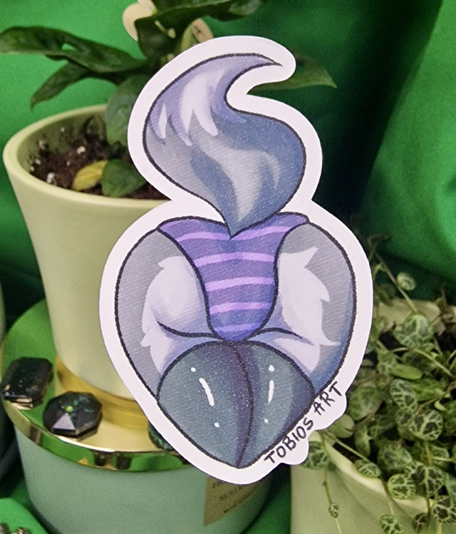 Furry Wolf Bum Glitter Vinyl Sticker