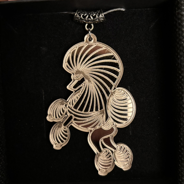 Acrylic - necklace Poodle Continental Rose Gold Mirror