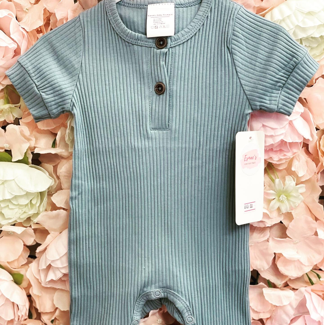 Ribbed Romper Blue