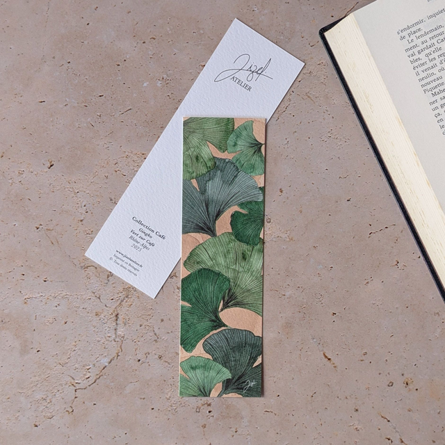 Marque-page - Café - Ginkgos, Vert sur Café