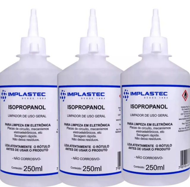 Cleaner Implastec Isopropílico - Composto limpa eletrônicos, placas e removedor pasta térmica