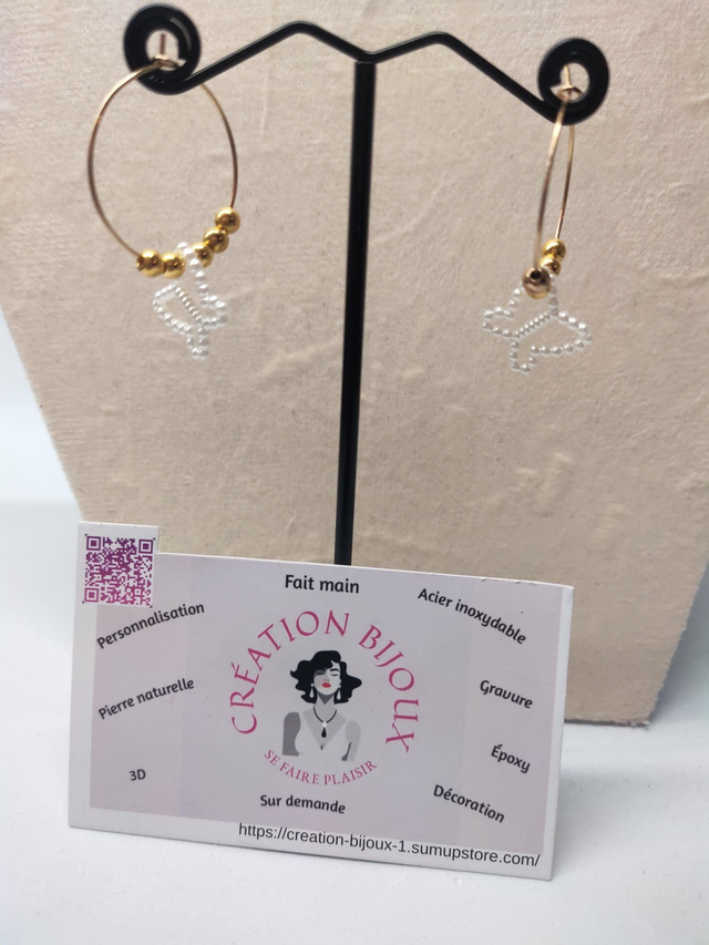 Boucle d'oreille créole papillon 