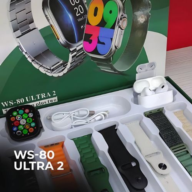 WS80 ULTRA 2 | +Fone bluetooth | Kit 7 pulseiras | Toque duplo | Segunda geração