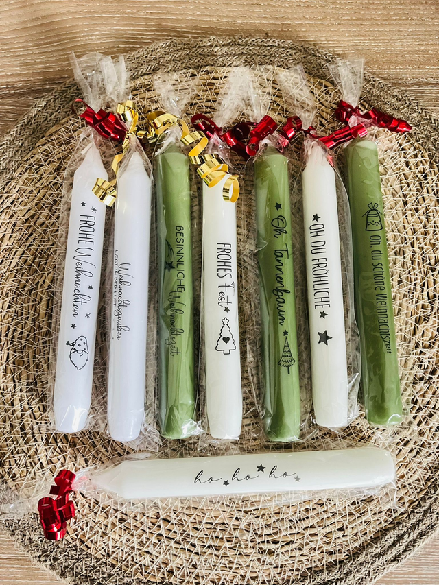 Stabkerze mit weihnachtlicher Botschaft 