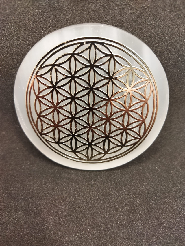 Fleur de vie sur plaque de sélénite