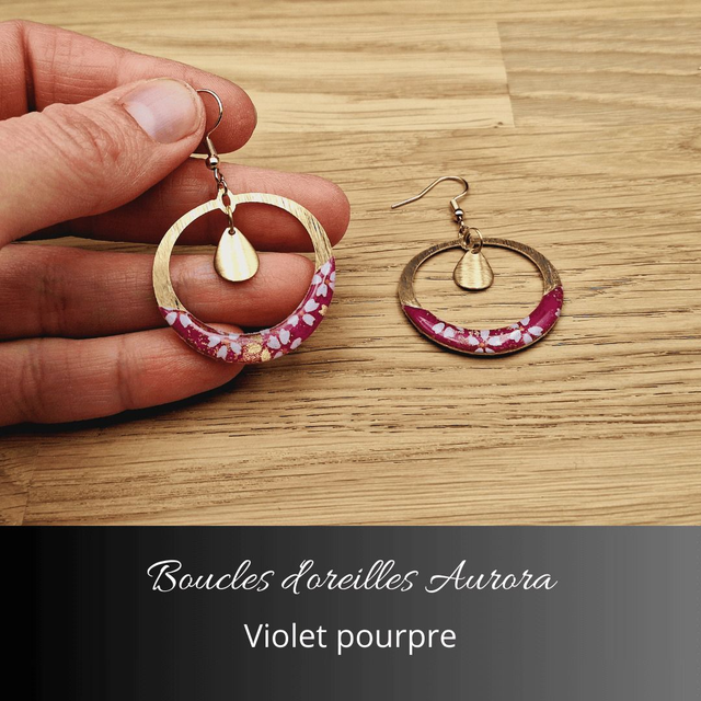 Boucles d&#039;oreilles Aurora - Violet pourpre