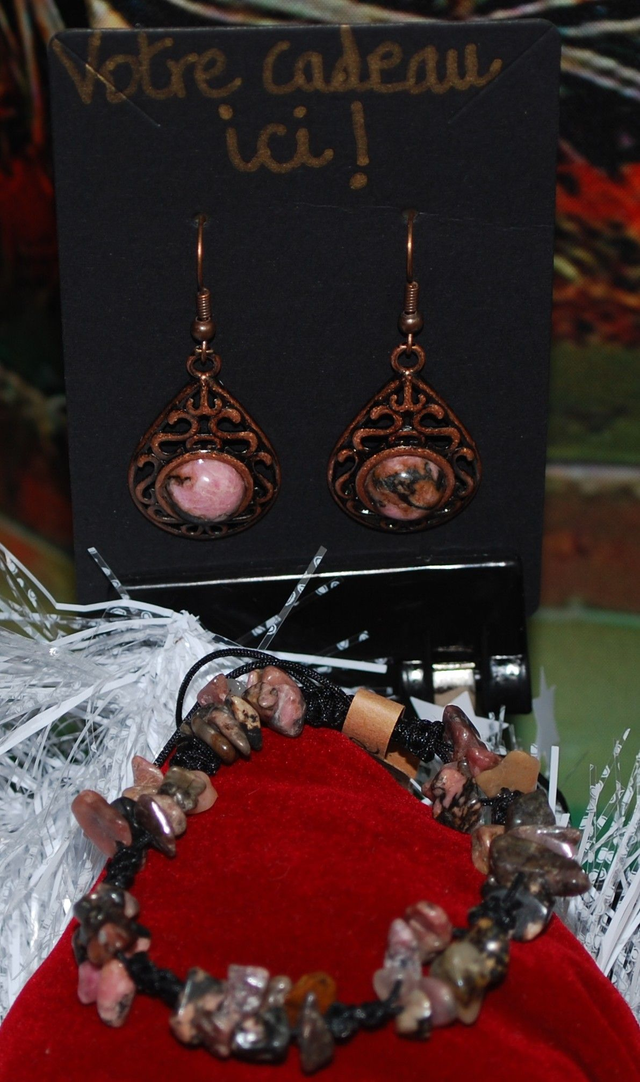 Le bracelet en rhodonite acheté = une paire de boucle d&#039;oreille offerte !