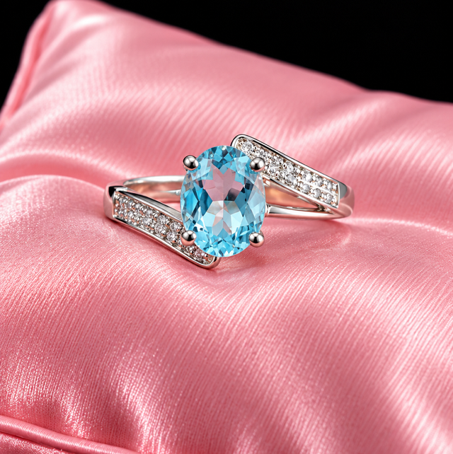 Sterling Silver &amp; Blue Topaz Ring