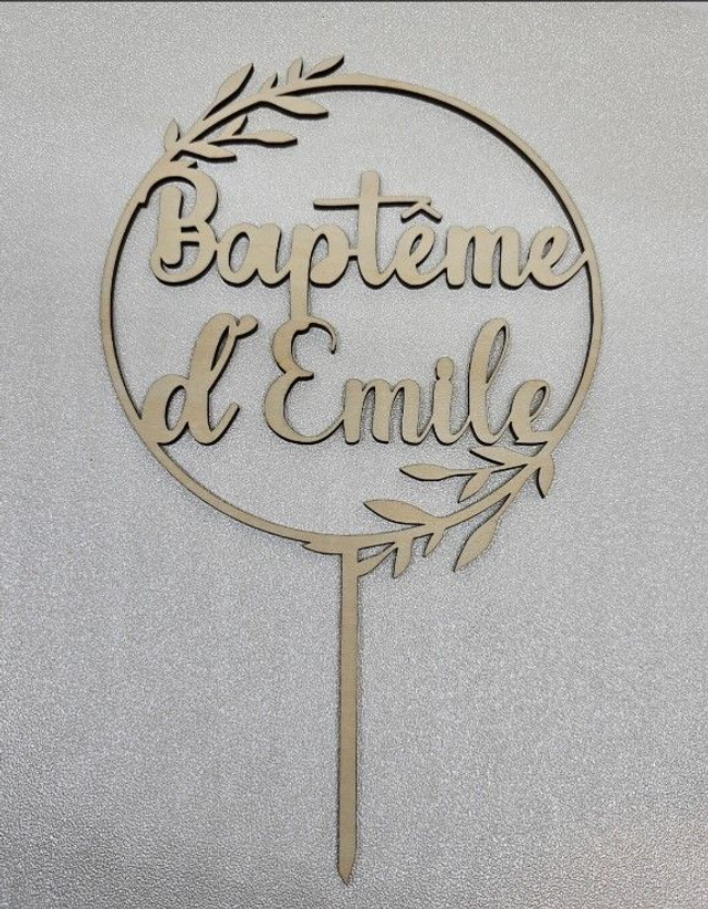 Topper cake en bois prénom