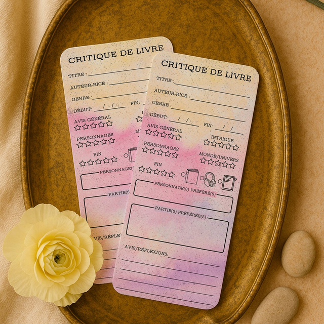 Marque page, critique de livre, 12 couleurs