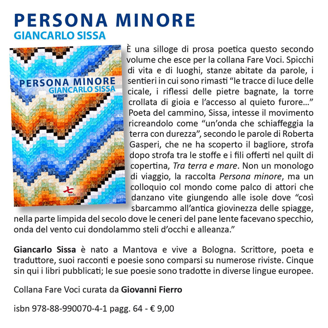 Giancarlo Sissa, "Persona Minore", qudulibri 2015