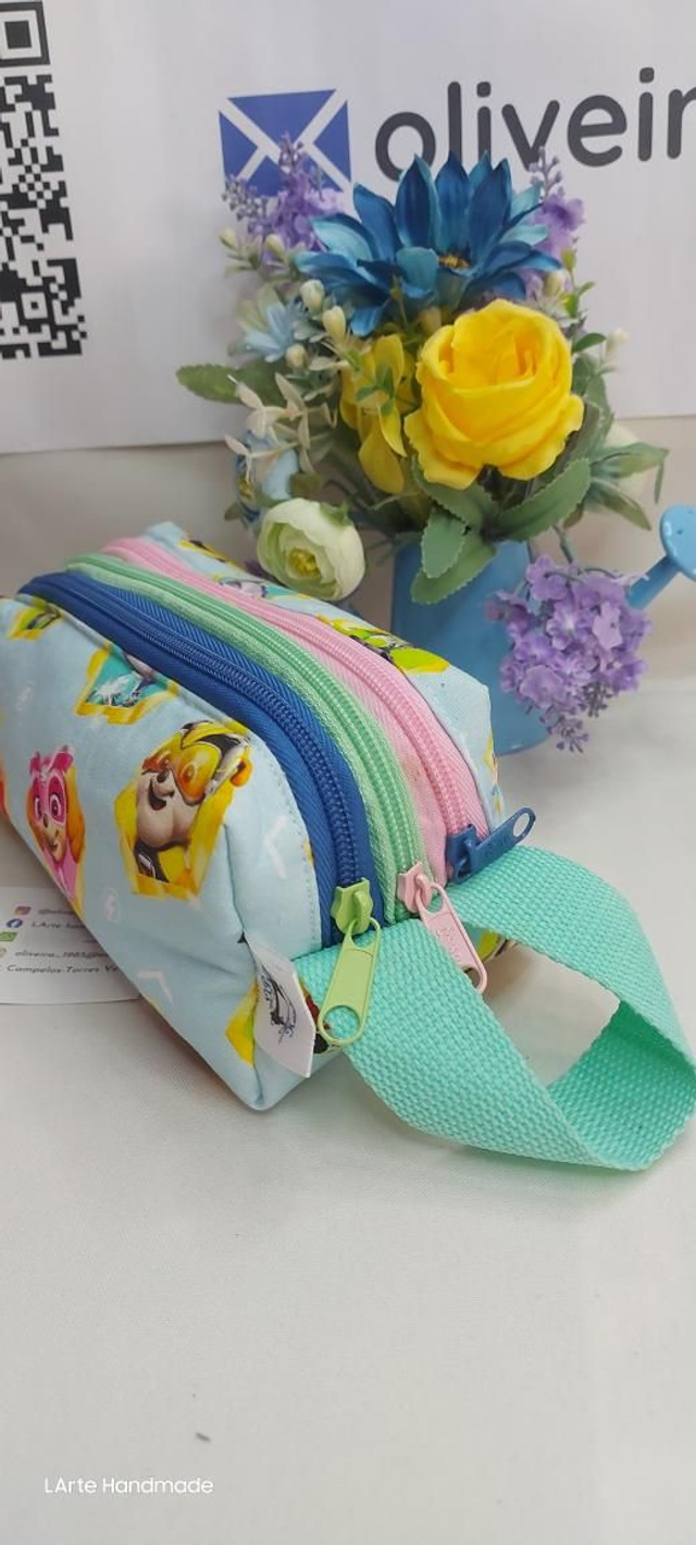 Estojo escolar triplo Patrulha Pata