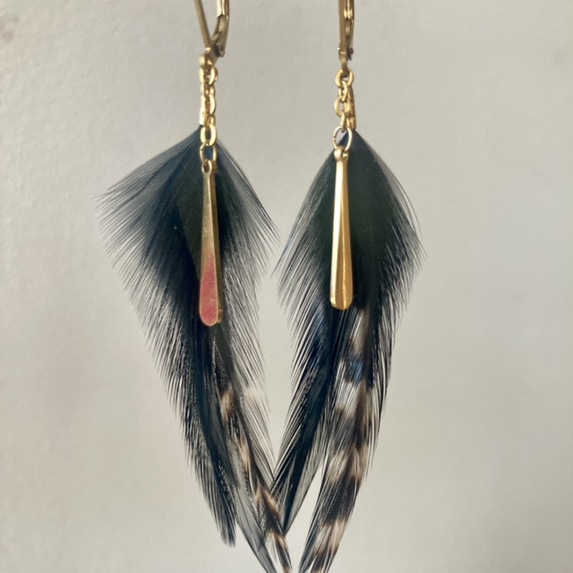 Boucle d’oreille Birdy noire