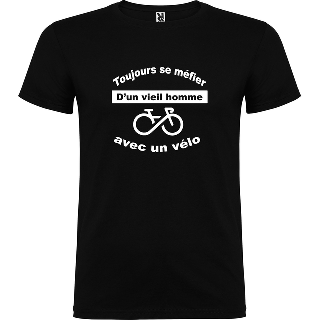 T-shirt vieil homme avec un vélo