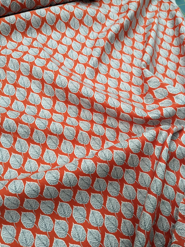  Orange with leaves Cotton Lawn