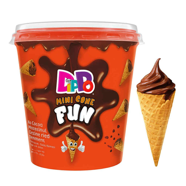 DiPPo Mini Cone Fun Cup - Chocolat au Lait et Noisette 70g