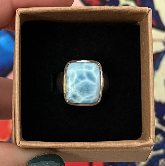 Bague en argent et Larimar - Taille 54