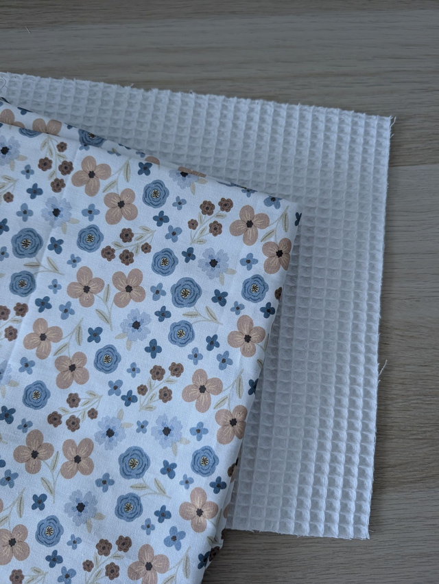 Essuies tout lavables fleurs bleues et camel