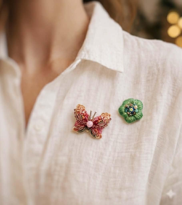Dim 15 Mars 13h-16h30 Atelier Broderie Pin's fleur ou Papillon 