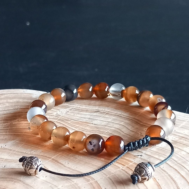 Bracelet ajustable en Agate café