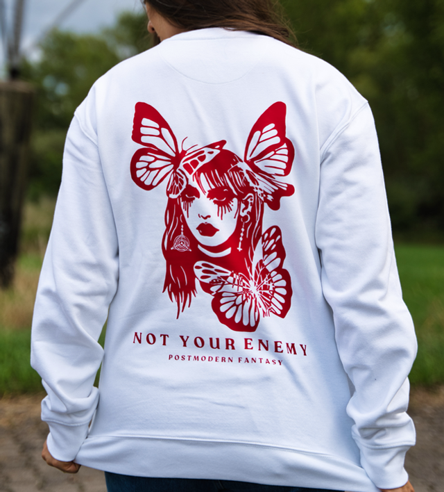 Sweatshirt - „Not My Enemy“ White Red