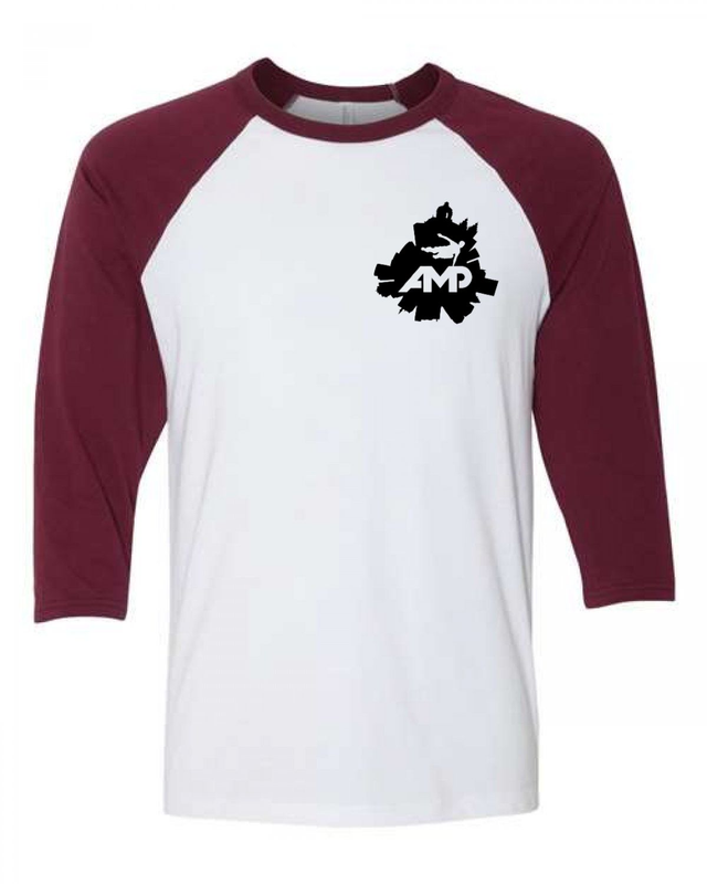 T-shirt Baseball AMP Blanc Bordeaux