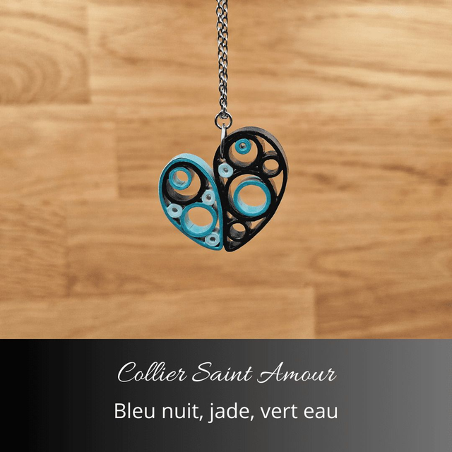 Collier Saint Amour - Bleu nuit, jade, vert d'eau