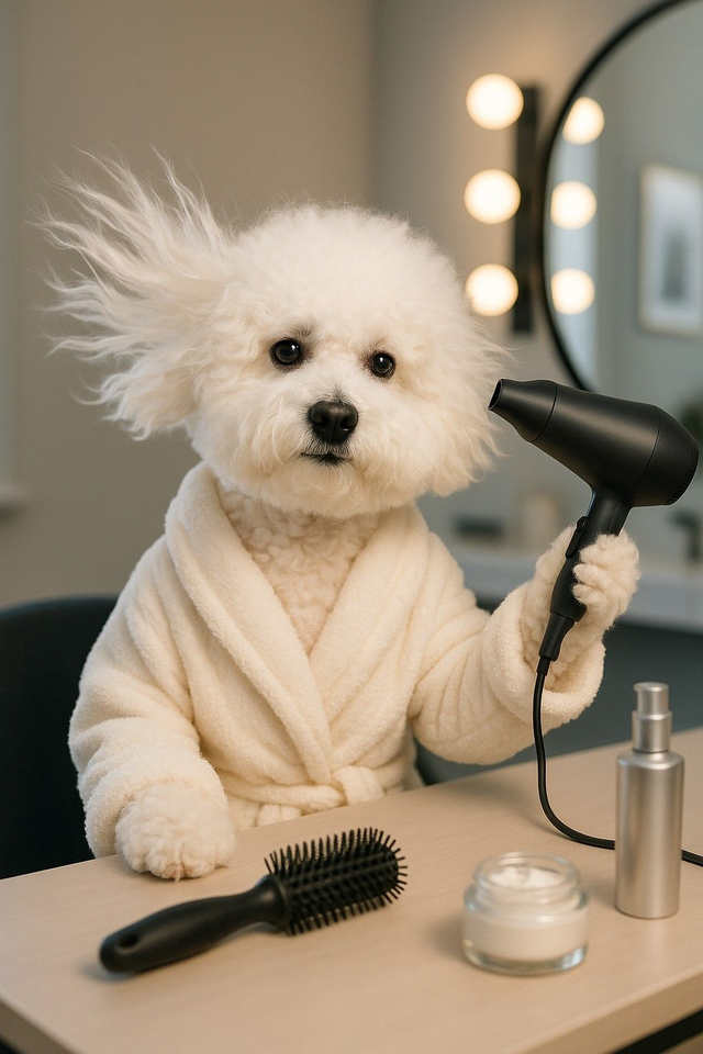 Bichon Pampered Pooch Framed Canvas