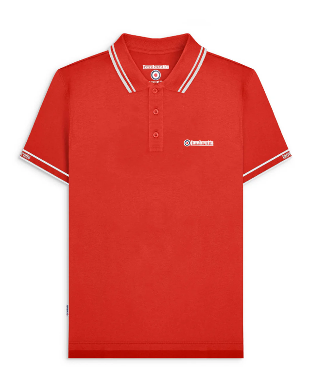 Lambretta SS4016 Branded Sleeve Polo - Red 