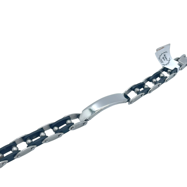 Bracelet homme avec plaque argenté 